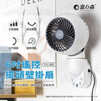 《富力森FURIMORI》6吋遙控擺頭壁掛扇FU-368