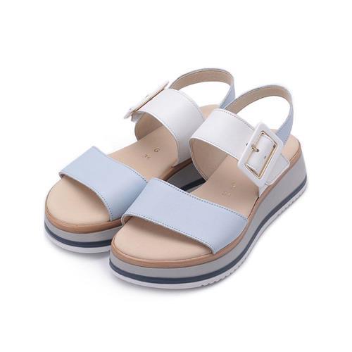 德國 GABOR 雙帶魔鬼氈厚底涼鞋 白藍 42.744.56 女鞋