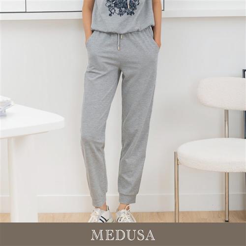 現貨【MEDUSA 曼度莎】織帶紋理灰色運動長褲（M-2L）｜女運動褲 休閒長褲