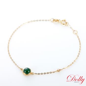 Dolly 18K金 緬甸滿綠翡翠黃K金鑽石手鍊