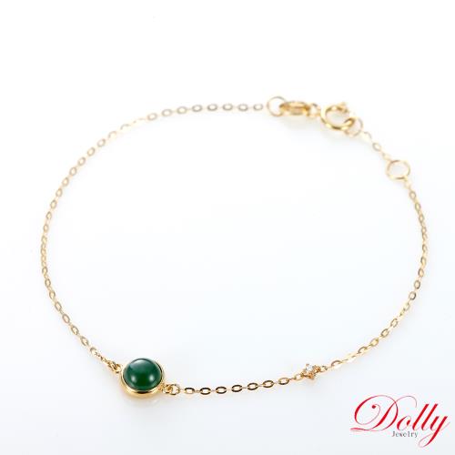 Dolly 18K金 緬甸滿綠翡翠黃K金鑽石手鍊