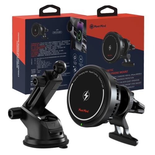 Meet Mind Magsafe 15W無線磁吸製冷散熱車架-圓形款 IOS Android 車充架 快充