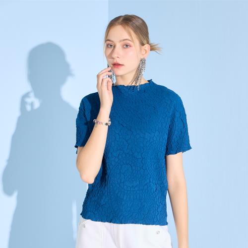 【YUTZUYA 優姿雅】變形蟲花圖騰立體皺感連袖寬版上衣