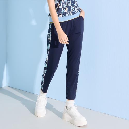 【YUTZUYA 優姿雅】 清藍花繪字母運動套裝-抽繩長褲