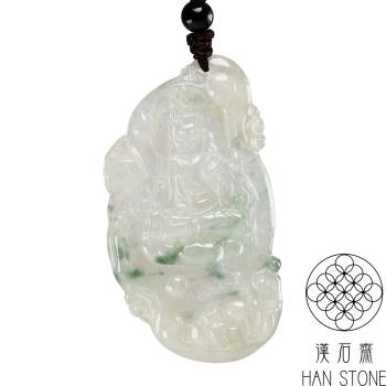 【漢石齋】天然翡翠A貨 觀音玉佩吊墜 冰種飄花(32*59*4.5mm)