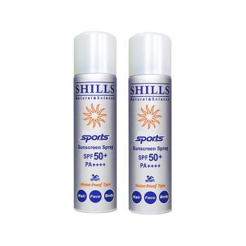 (2罐超值組)SHILLS舒兒絲 SPF50+/PA++++長效抗汗涼感防曬噴霧 90gx1罐 (戶外運動-銀)