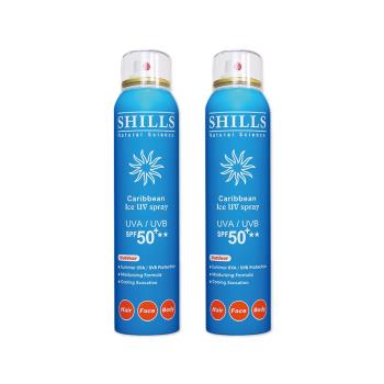 (2罐超值組)SHILLS舒兒絲 SPF50+★★長效保濕冰鎮防曬噴霧 180mlx1罐 (保濕降溫-藍)