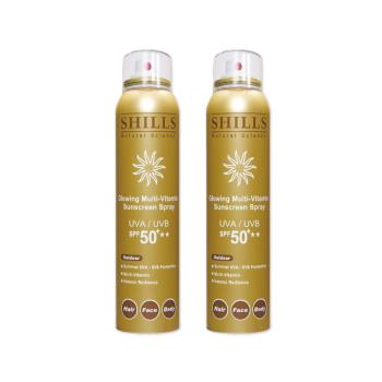(2罐超值組)SHILLS舒兒絲 SPF50+★★長效保濕冰鎮防曬噴霧 180mlx1罐(修護防禦-咖)