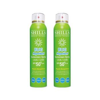 (2罐超值組)SHILLS舒兒絲 SPF50+★★長效保濕冰鎮防曬噴霧 180mlx1罐(草本精油-綠)