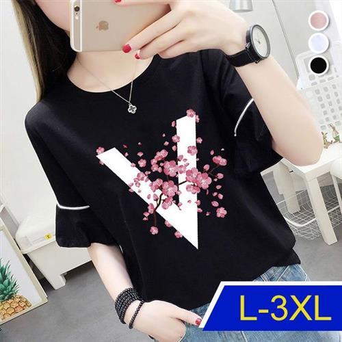 【韓國K.W.】韓國天絲棉完美視覺寬鬆上衣(休閒/T恤/印花/小香風)