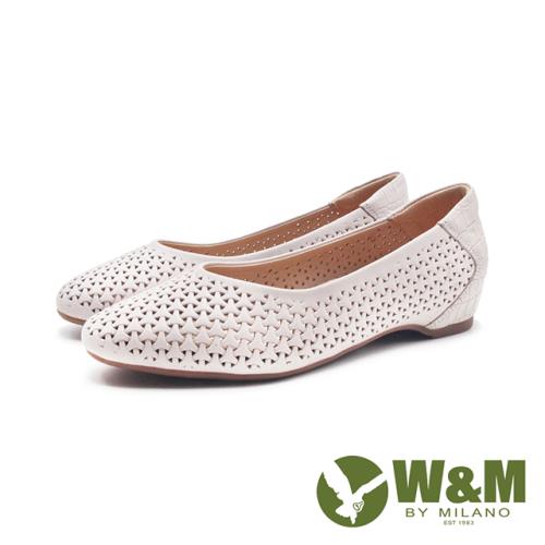 W&M(女)完美心機增高楔型坡跟包鞋 女鞋-淺米白