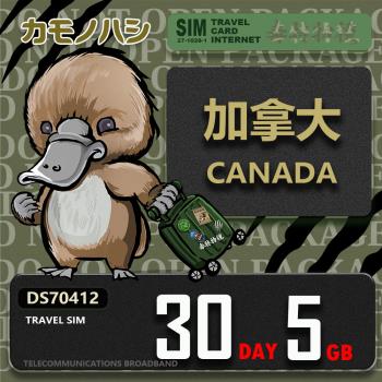 【鴨嘴獸 旅遊網絡卡】Travel Sim 加拿大 30天5GB 上網絡卡