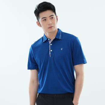 【遊遍天下】男款格紋領抗UV防曬吸濕排汗POLO衫(GS1013藍色 M-5L大尺碼)