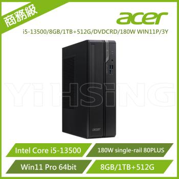 Acer 宏碁 商務桌電 Veriton i5-13500/8GB/1TB+512G/DVDCRD/180W WIN11P/3Y