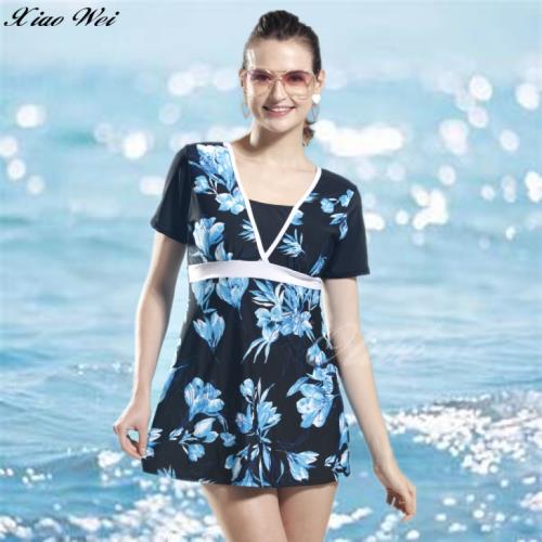 泳之美品牌 流行大女短袖連身裙泳裝 NO.69378