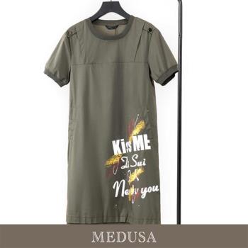 現貨【MEDUSA 曼度莎】Kiss Me 潑墨棉質休閒洋裝（M-XL）｜短洋裝 一件式洋裝