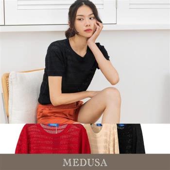 現貨【MEDUSA 曼度莎】ICare 小鏤空橫紋短袖針織衫 - 3色（F）｜女短袖上衣 休閒上衣