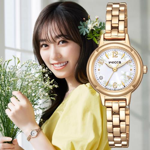 CITIZEN 星辰 Wicca 25週年限定款太陽能幸福花冠腕錶組/金/24mm/KP3-627-21