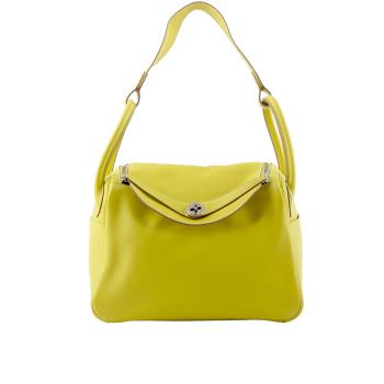 二手商品9.2成新 HERMES 銀釦 SWIFT皮 Lindy 30cm(黃色)