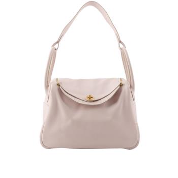 二手商品9成新 HERMES 金釦 SWIFT皮 Lindy 30cm(粉色)