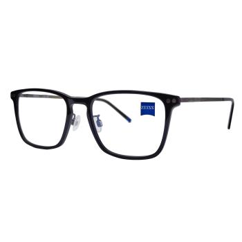 【ZEISS 蔡司】鈦金屬 光學鏡框眼鏡 ZS22705LB 001 黑色長方形框/鐵灰色鏡腳 54mm