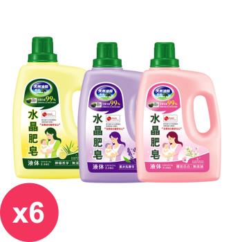 南僑水晶肥皂液體洗衣精瓶裝2.4kgx6瓶(檸檬香茅/櫻花百合/薰衣馬鞭草)