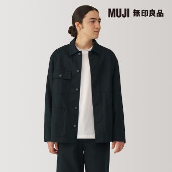 男吉貝木棉混帆布外套 黑色【MUJI 無印良品】