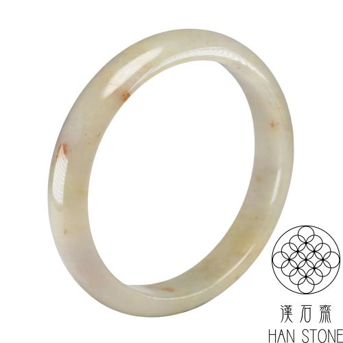 【漢石齋】天然翡翠A貨 手鐲玉鐲 帶黃翡種灑金(手圍18.9/版寬12.3mm)