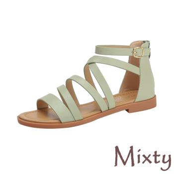 【MIXTY】縷空線條低跟羅馬涼鞋/復古時尚縷空線條個性低跟羅馬涼鞋 女鞋 綠