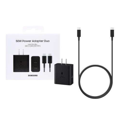 SAMSUNG三星 原廠 50W 快充旅充組 雙孔Type C_內附5A/1.8m快充線【EP-T5020/台灣公司貨】