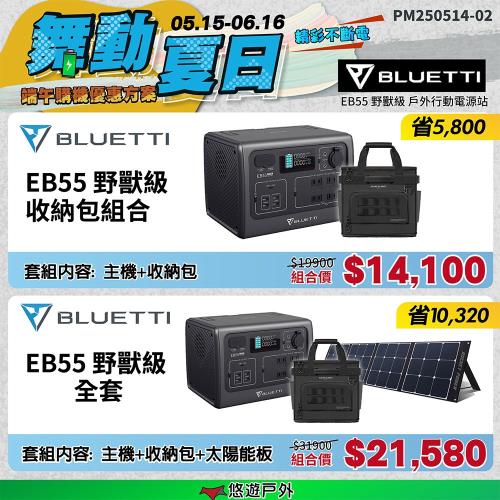 【BLUETTI】EB55 野獸級戶外行動電源站+袋 通過BSMI 大容量 110V插孔 照明 行充 露營 悠遊戶外