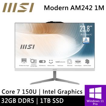 微星 AIO Modern AM242 1M-1058TW-SP1 24型 白(Intel Core 7 150U/32G/1TB/W11P)特仕機