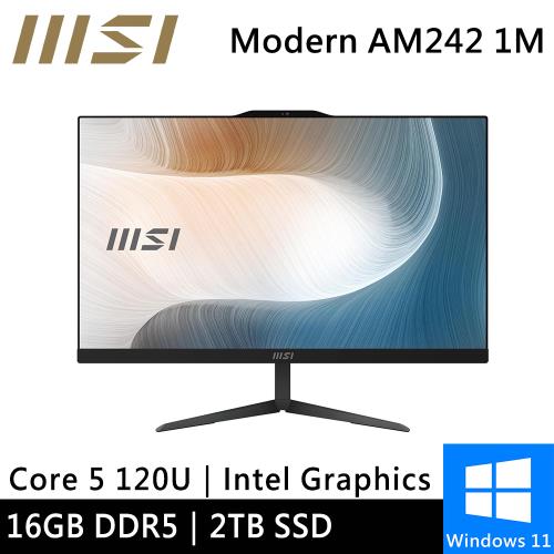 微星 AIO Modern AM242 1M-1060TW-SP4 24型(Intel Core 5 120U/16G DDR5/2TB)特仕機