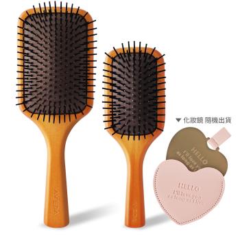 AVEDA情人節限定組-木質髮梳+隨行按摩梳(大+小) -國際航空版 附歐沛媞愛心隨身化妝鏡