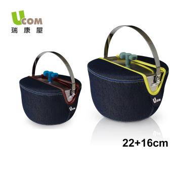 【 瑞康屋UCOM】牛仔系列蝴蝶結防溢提鍋附提袋22+16cm