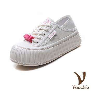 【VECCHIO】全真皮兩穿法厚底休閒鞋/全真皮兩穿法設計百搭鬆糕厚底繫帶休閒鞋 女鞋 白