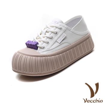 【VECCHIO】全真皮兩穿法厚底休閒鞋/全真皮兩穿法設計百搭鬆糕厚底繫帶休閒鞋 女鞋 杏