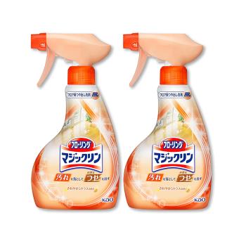 (2瓶超值組)日本KAO花王-居家地板去污拋光中性噴霧清潔劑400ml/淺橘瓶-柑橘香(木地板專用,免水洗,芳香消臭,速乾去垢,打蠟過的地板皆適用)