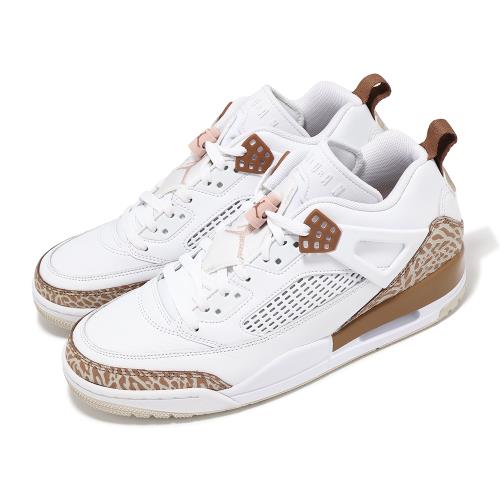 Nike 休閒鞋 Jordan Spizike Low 男鞋 白 棕 爆裂紋 氣墊 喬丹 FQ1759-101