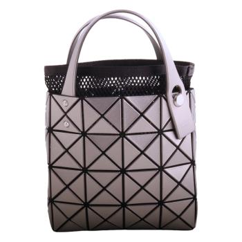 ISSEY MIYAKE 三宅一生-BAOBAO 幾何方格附折疊購物袋小手提包(古銅金)S款