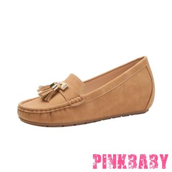 【PINKBABY】流蘇吊墜復古樂福鞋/經典小流蘇吊墜內增高設計復古樂福鞋 女鞋 棕