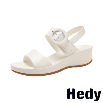 【HEDY】極簡圓釦厚底涼鞋/極簡個性復古圓釦厚底涼鞋 女鞋 白
