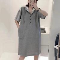 【LANNI 藍尼】★翻領舒適短袖長版連身裙 女裝 洋裝 套裝 長版上衣 連身裙 