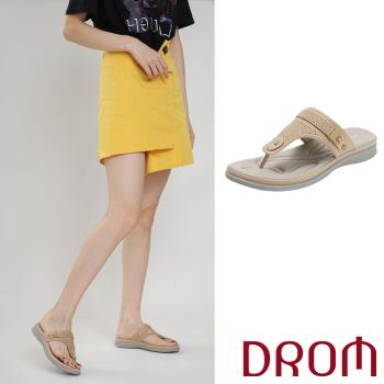 【DROM】厚底雕花夾腳拖鞋/復古歐美舒適厚底雕花夾腳拖鞋 女鞋 杏