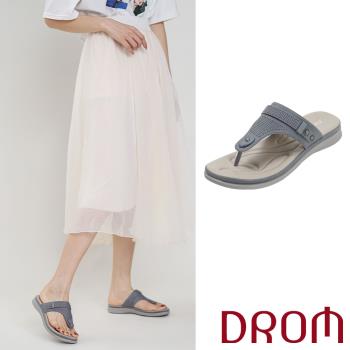 【DROM】厚底雕花夾腳拖鞋/復古歐美舒適厚底雕花夾腳拖鞋 女鞋 灰
