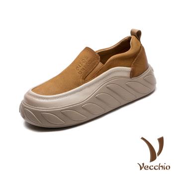 【VECCHIO】全真皮厚底樂福鞋/全真皮頭層牛皮復古百搭厚底樂福鞋 女鞋 黃
