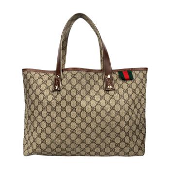 9成新【GUCCI】經典老花 GG Canvas Plus Monogram Tote 手提托特包 展示品