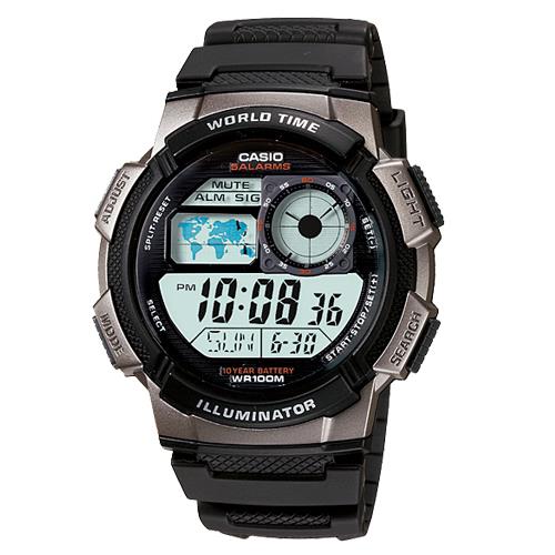 【CASIO 卡西歐】 潮流運動錶 中性錶 經典款 防水100米 世界時間 (AE-1000W-1B) 