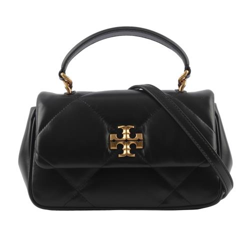 TORY BURCH Kira 納帕皮革鑽石格紋縫線手提/斜背二用包(黑色)
