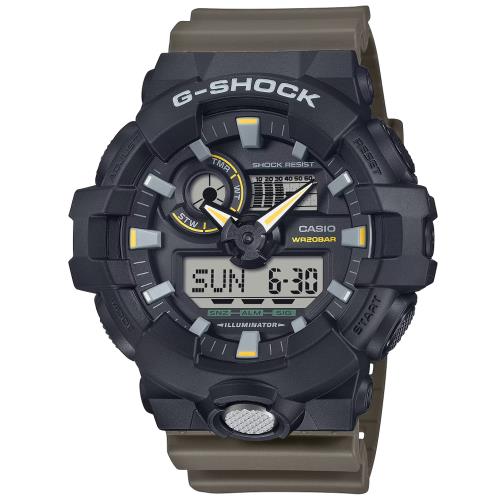 CASIO G-SHOCK 軍事風格 雙色調 雙顯腕錶 GA-710TU-1A3